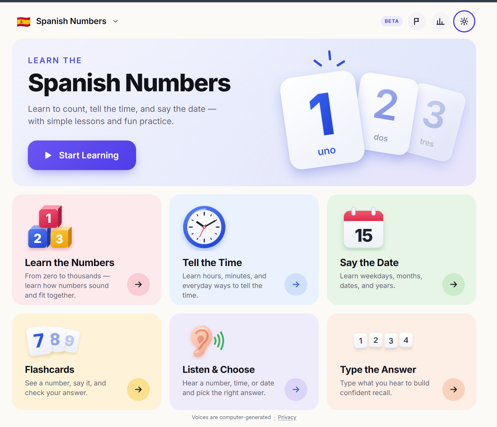 Learn Numbers · Learn to count in 31 languages screenshot 1